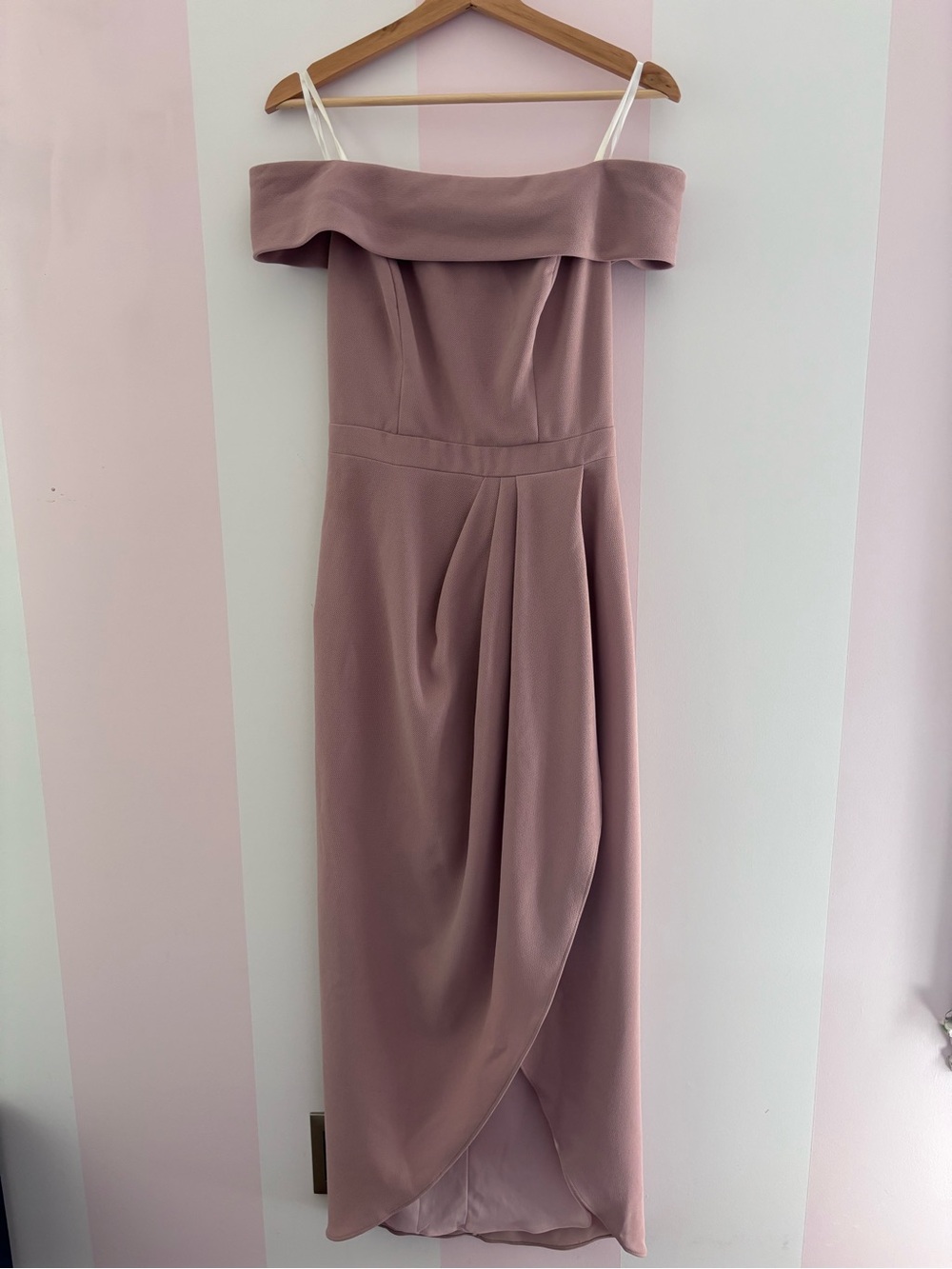 BHLDN Dusty Mauve One-Shoulder Midi Dress